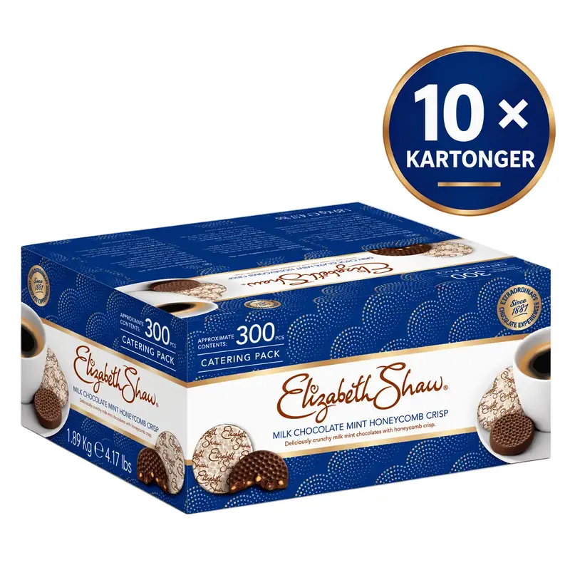 10 kartonger - Elizabeth Shaw Mint Crisp Mjölkchoklad Choklad 300 st
