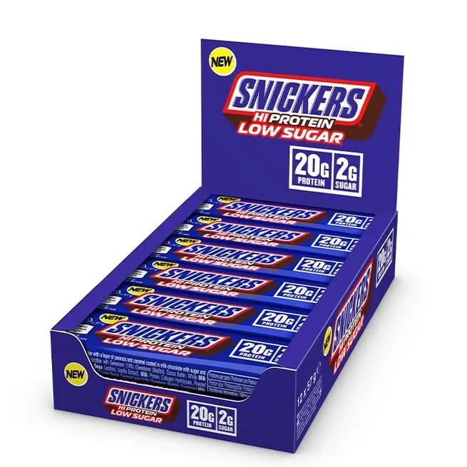 12 x Snickers High Protein Bar Low Sugar 57 g Mjölkchoklad
