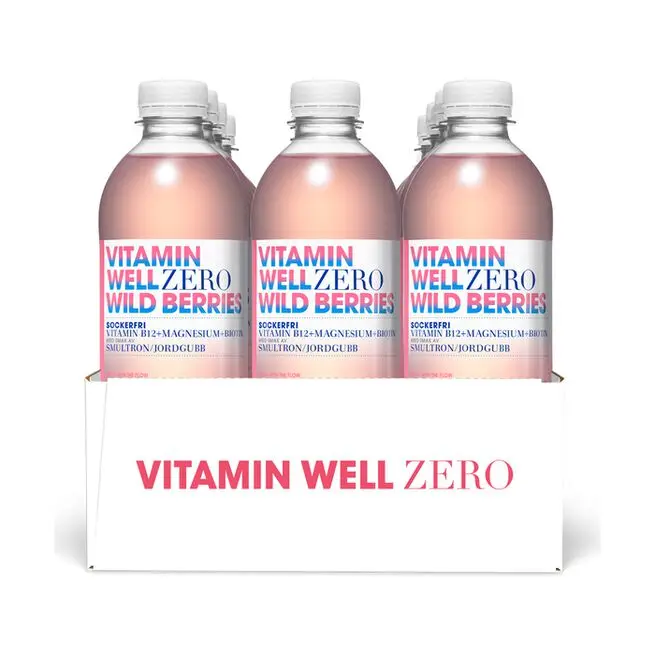 12 x Vitamin Well Zero, 500 ml, Wild Berries 2 kr pant