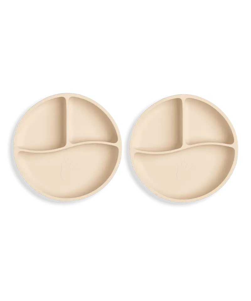 2-pack uppdelad barntallrik med sugpropp - Light sand