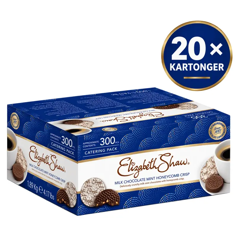 20 kartonger - Elizabeth Shaw Mint Crisp Mjölkchoklad Choklad 300 st