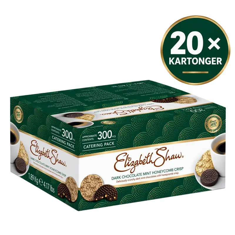 20 kartonger - Elizabeth Shaw Mint Crisp Mörk Choklad 300 st