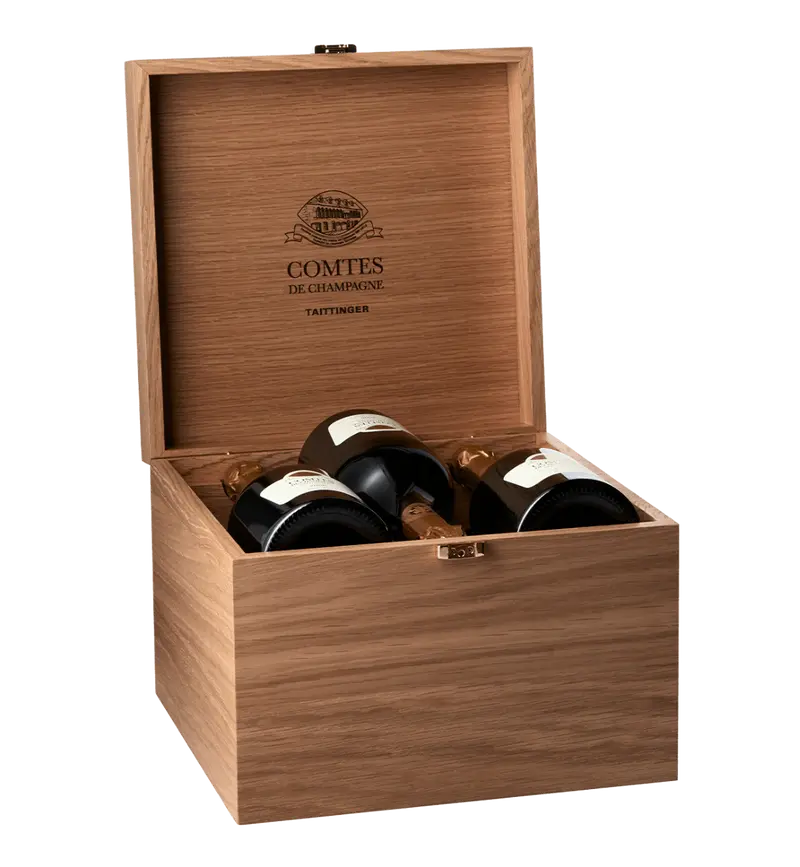 6 flasker Taittinger Comtes de Champagne 2013 i original trækasse