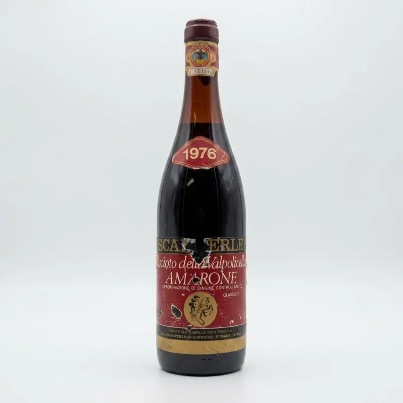 Amarone Recioto della Valpolicella Classico F.lli Scamperle 1976 dålig etikett