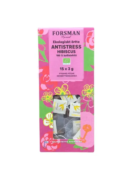 Anti-Stress Hibiscus, Koffeinfritt Örtte 45g, EKO