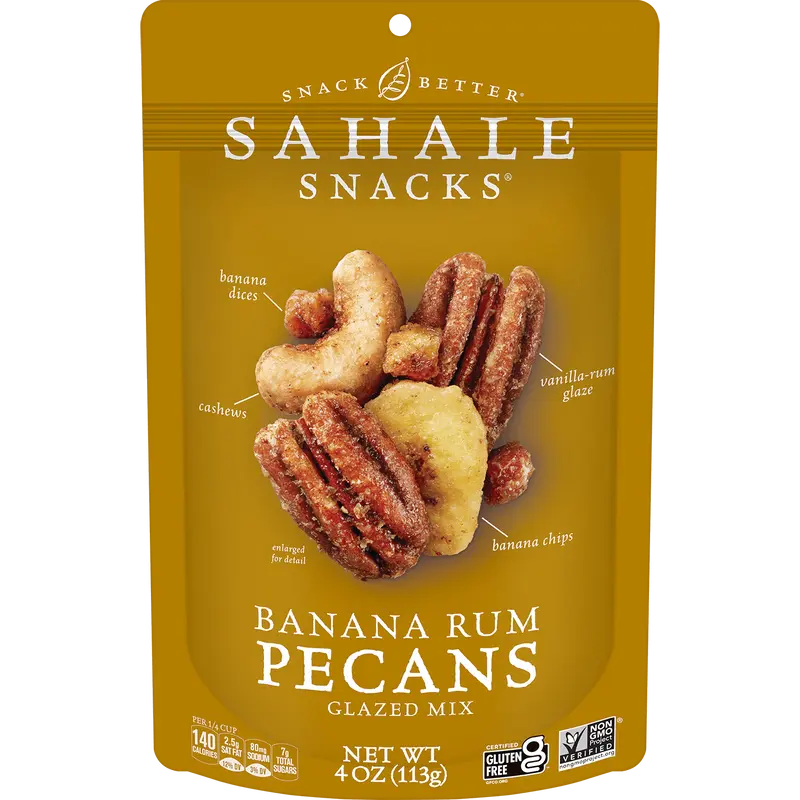 Banana Rum Pecans Glazed Mix Nut Blend - 4 oz. Pouch