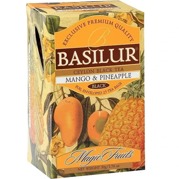 Basilur svart te med smak av mango & ananas - Tepåsar 25x2g