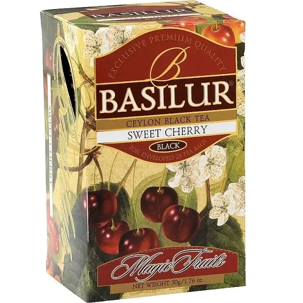 Basilur svart te med smak av söta körsbär - Tepåsar 25x2g