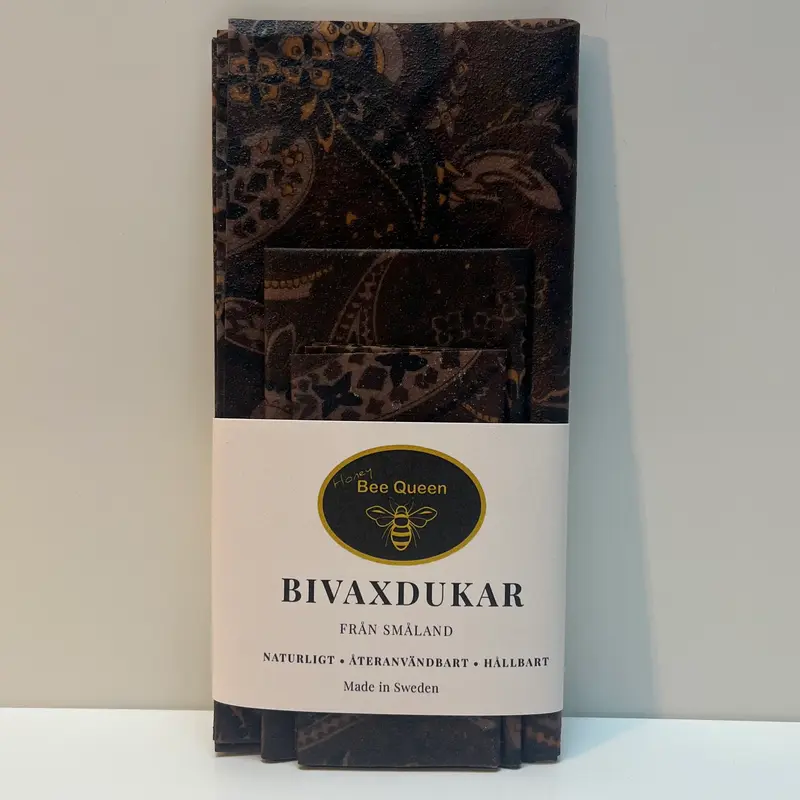 Bivaxdukar 3-pack Paisleymönster Brun – från egen bigård
