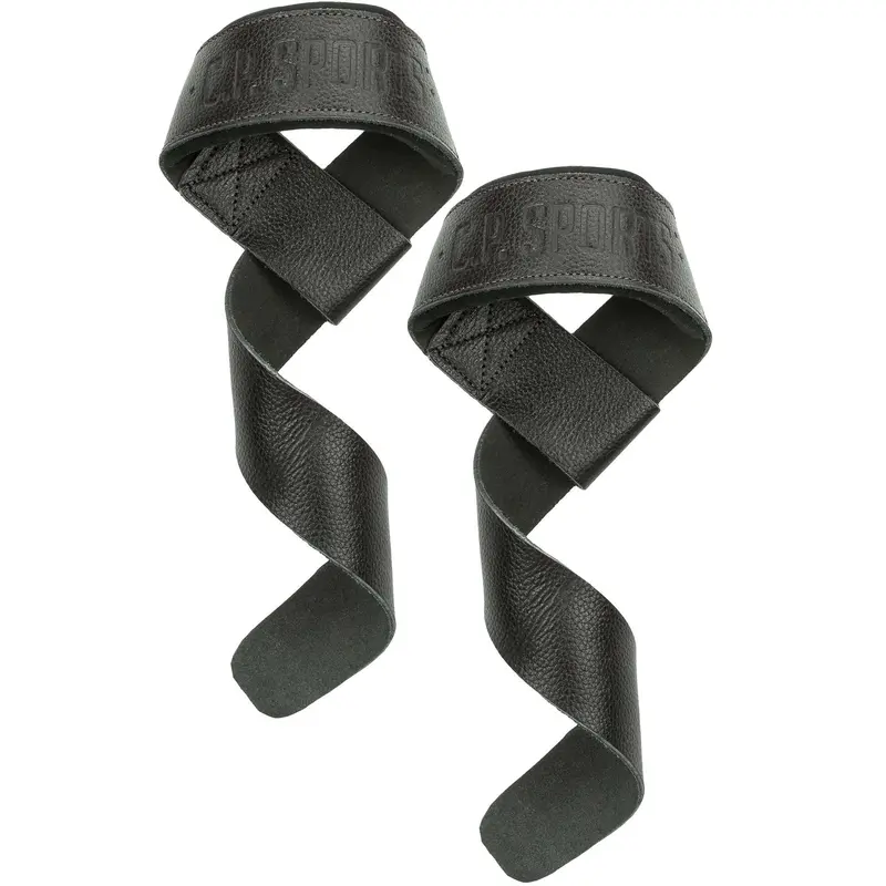C.P. Sports Padded Leather Lifting Straps, Black