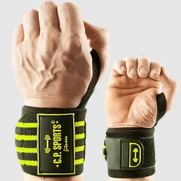 C.P. Sports Strongman Wrist Wraps 50 cm, Black/Yellow