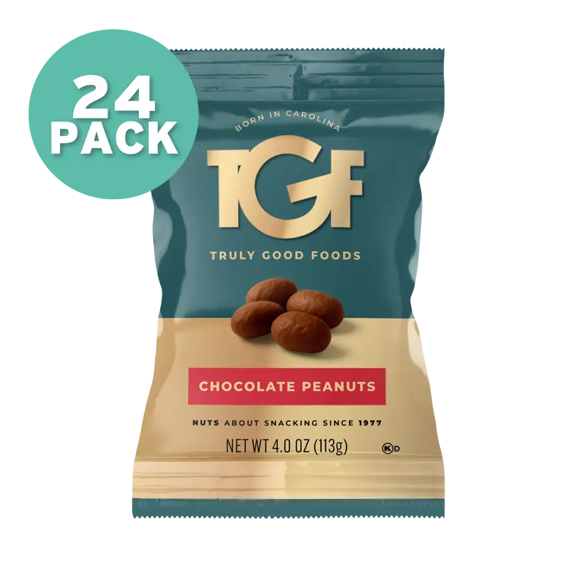 Chocolate Peanuts – 24 pack, 4oz snack bags