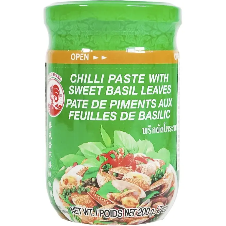 Cock Brand Chili Paste with sweet basil leaves 200g