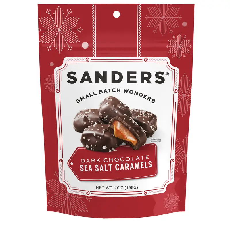 Dark Chocolate Sea Salt Caramels Holiday 7 oz. pouch