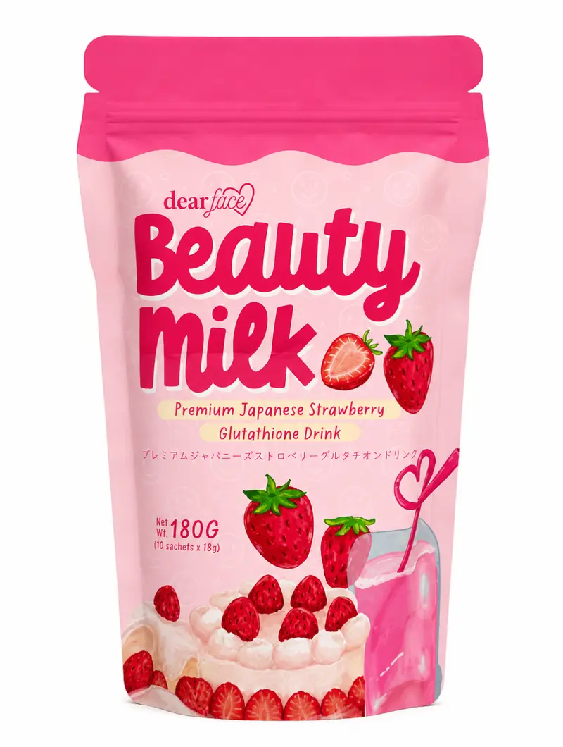 Dear Face Beauty Milk Premium Japanese Strawberry Glutathione Drink 180g