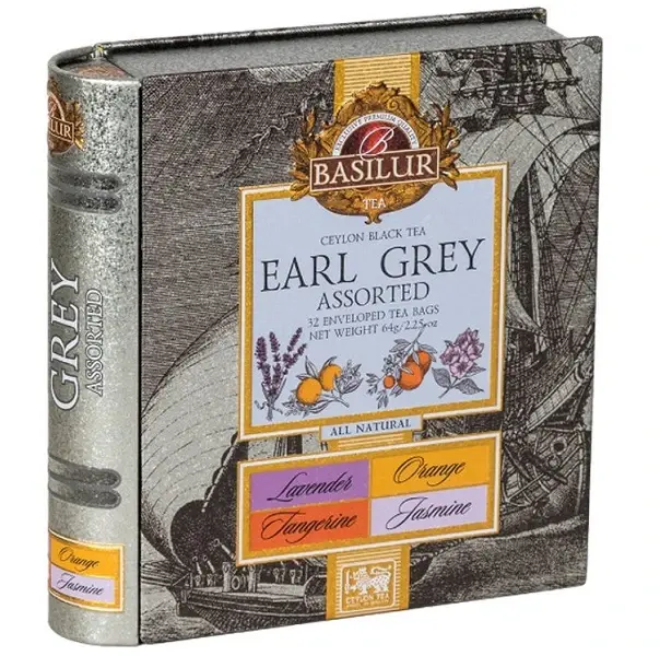 Earl Grey tebok i plåt – 32 tepåsar i presentask