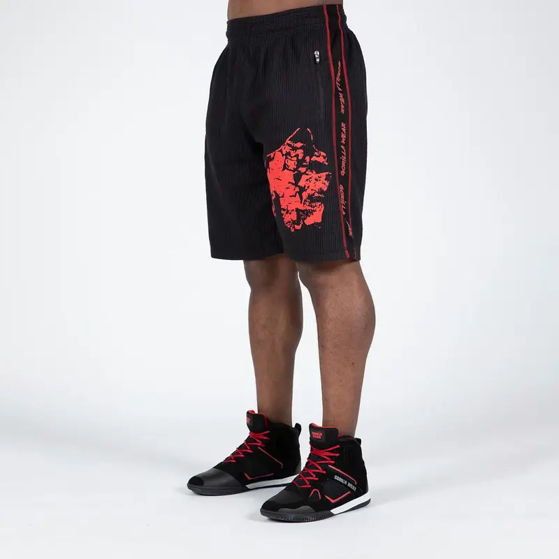 Gorilla Wear Buffalo Old School Workout Shorts, black/red