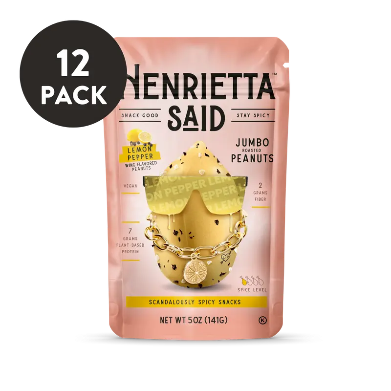 Henrietta Said – Lemon Pepper Flavored Peanuts 12 pack, 5oz each Resealable Bags
