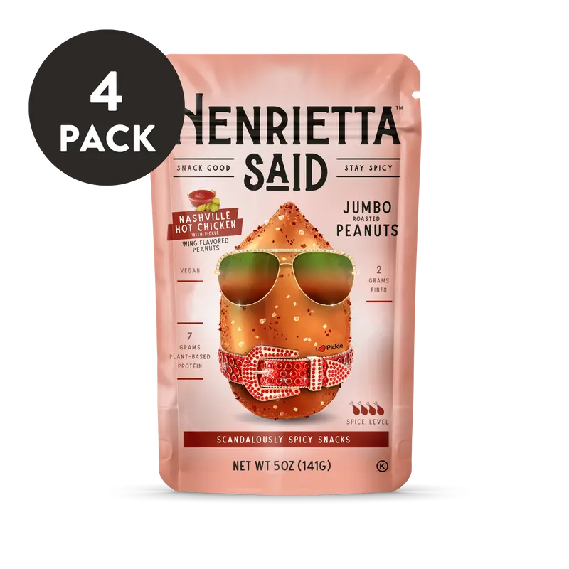 Henrietta Said – Nashville Hot Chicken Flavored Peanuts, 4 pack, 5oz each Resealable Bags