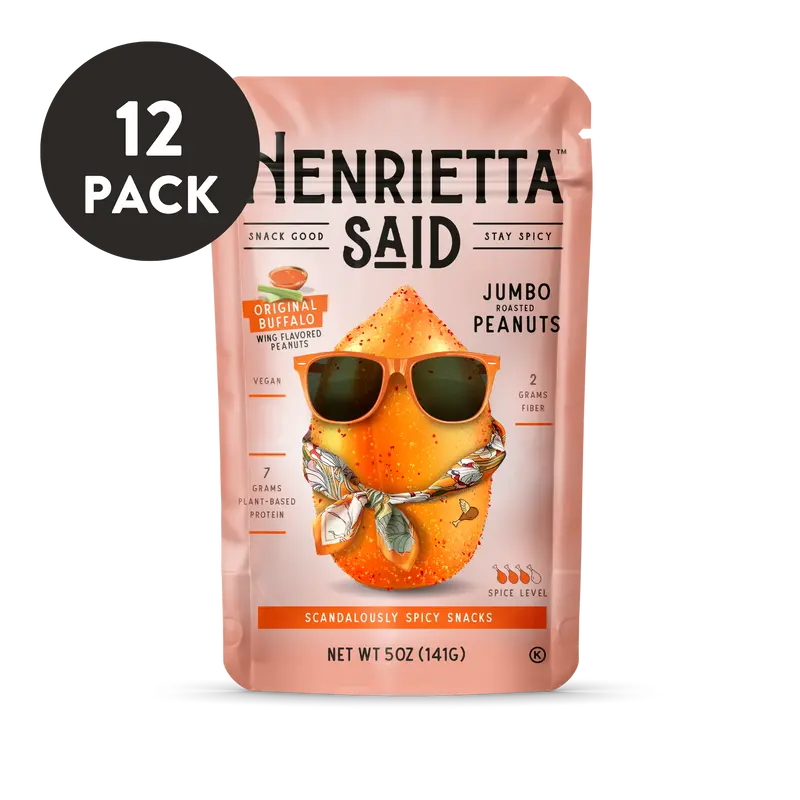 Henrietta Said – Original Buffalo Flavored Peanuts, 12 pack, 5oz each Resealable Bags