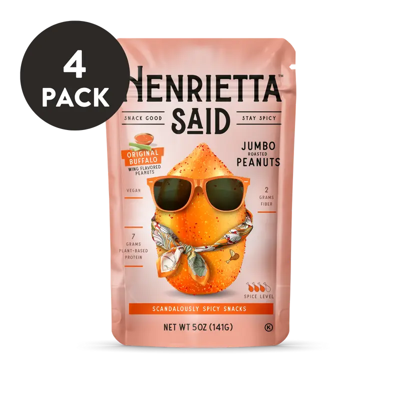 Henrietta Said – Original Buffalo Flavored Peanuts, 4 pack, 5oz each Resealable Bags