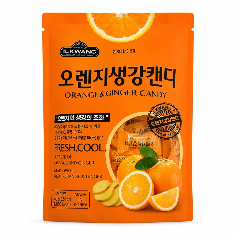 ILKWANG Apelsin- och Ingefärsgodis 250g