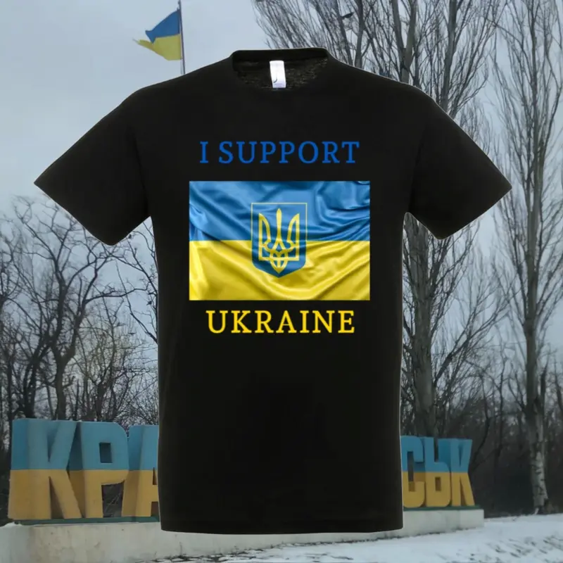 Kortärmad t-shirt "I SUPPORT UKRAINE"