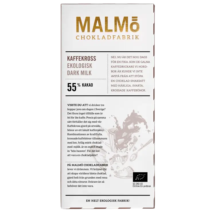Malmö Chokladfabrik Kaffekross 55% EKO 80g