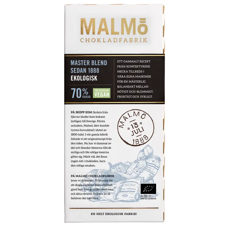 Malmö Chokladfabrik Master Blend 70% EKO 80g