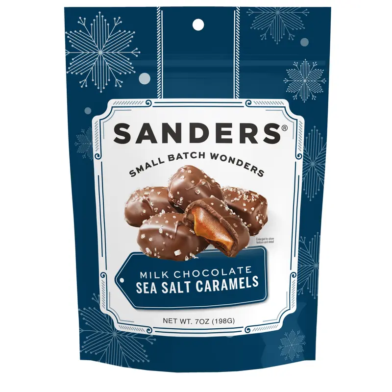 Milk Chocolate Sea Salt Caramels Holiday 7 oz. pouch