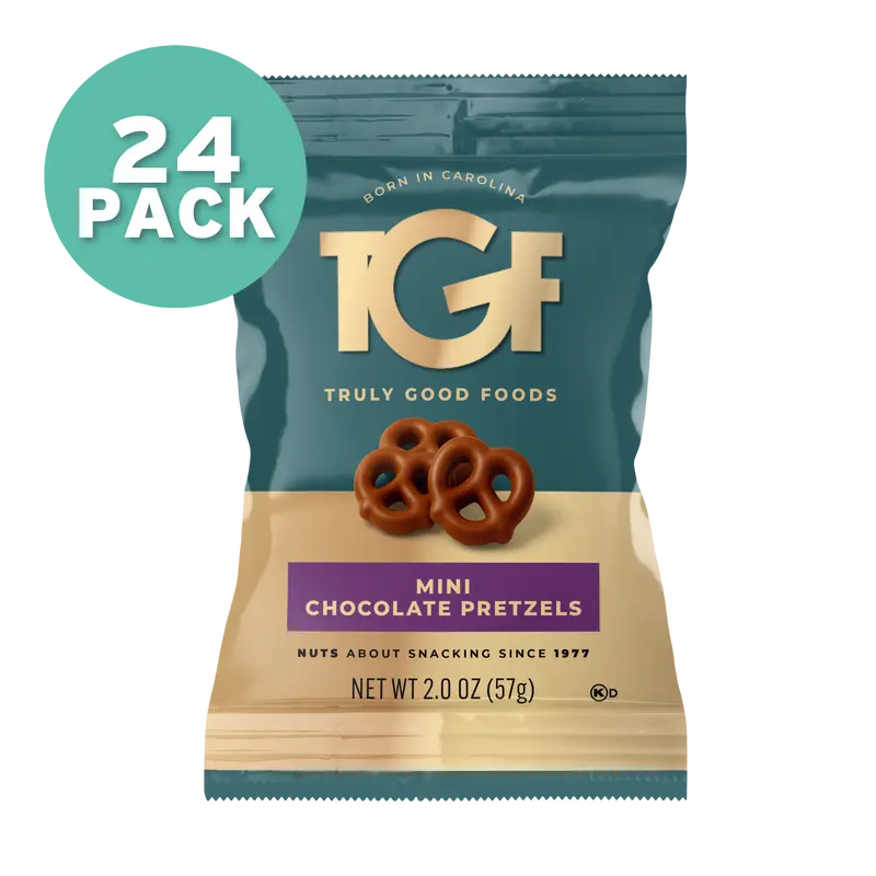 Mini Chocolate Pretzels – 24 pack, 2oz snack bags