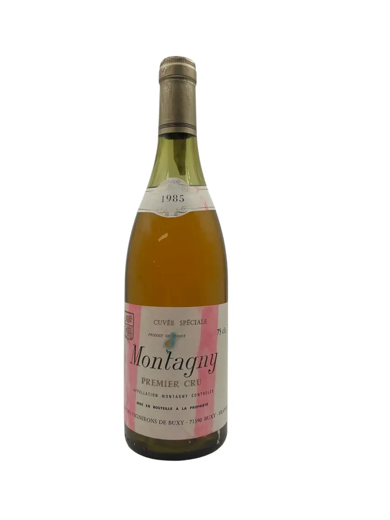 Montagny Vignerons de Buxy 1985 skadad etikett