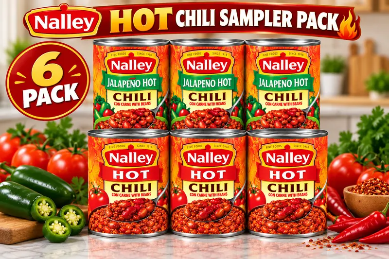 Nalley Hot Chili Variety Sampler Pack, 14 oz Cans, Jalapeno Hot & Hot Chili, Pack of 6