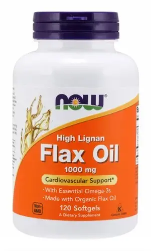 NOW Foods High Lignan Flax Oil Organic 120 Softgels