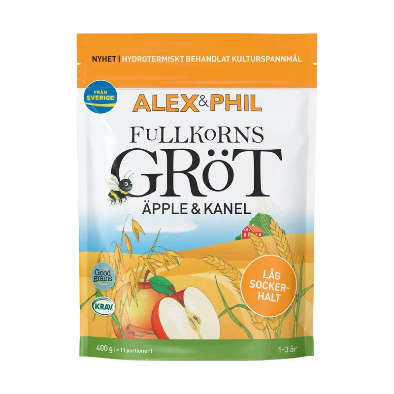 NYHET! Fullkornsgröt, äpple & kanel (400 g, 1-3 år)