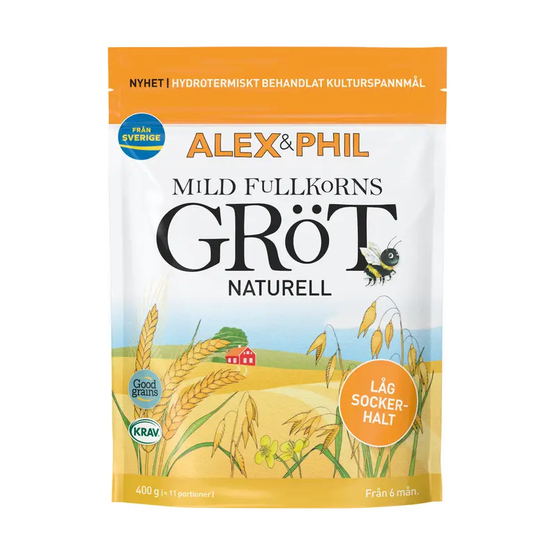 NYHET! Mild fullkornsgröt, naturell (400 g, 6+ mån.)