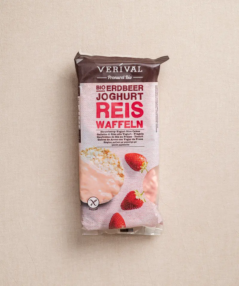 Organic Strawberry-Yoghurt Rice Waffles