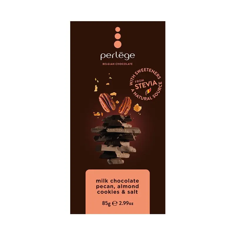 Perlege Mjölkchoklad Med Pecannötter, Mandelkakor & Salt 85g