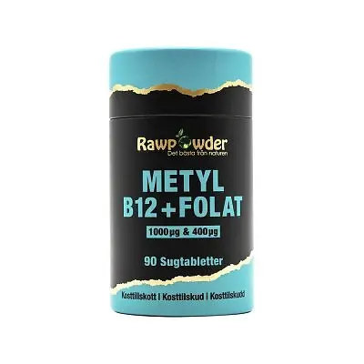 Rawpowder Metyl B12 1000μg + Folat 400μg 90 Sugtabletter