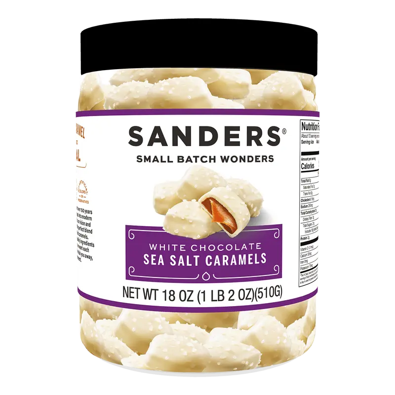 Sanders Candy - White Chocolate Sea Salt Caramel 18 oz. Tub
