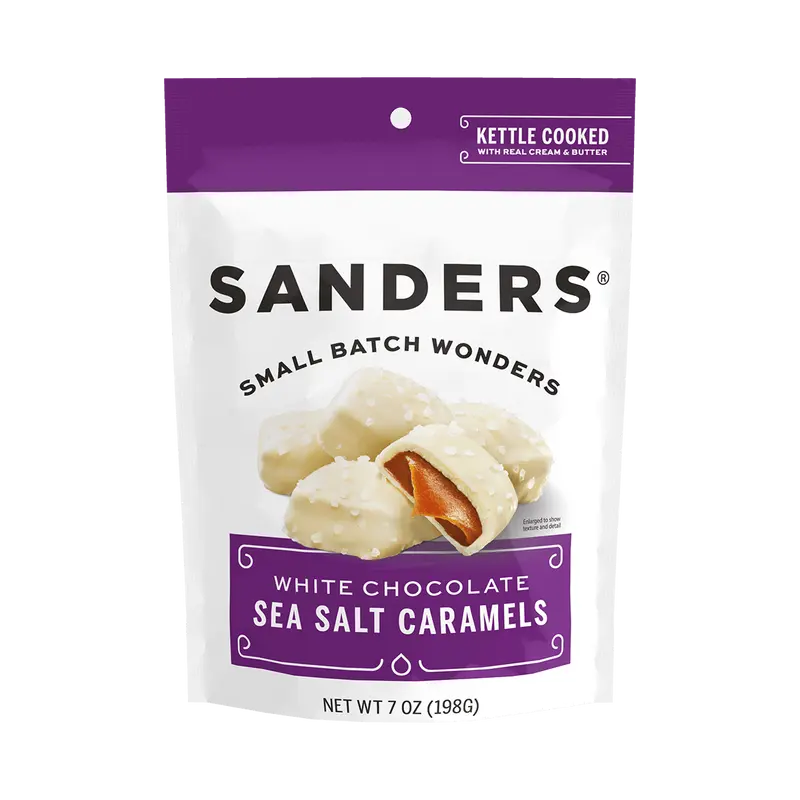 Sanders Candy - White Chocolate Sea Salt Caramels 7oz Pouch