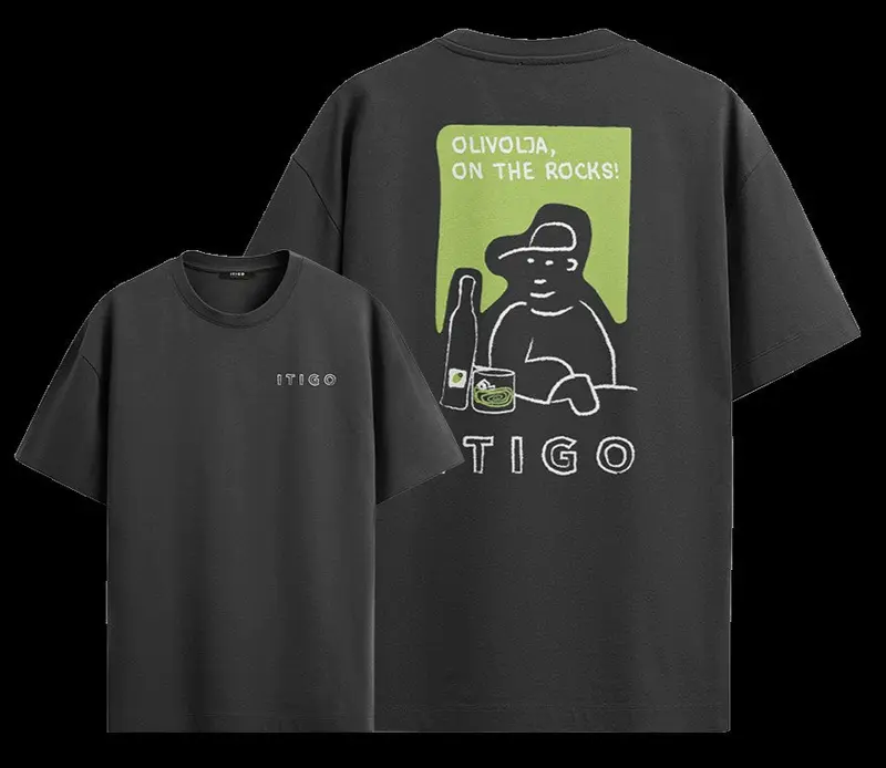 Signature T-shirt "Olivolja on the rocks!" – 100 % ekologisk bomull