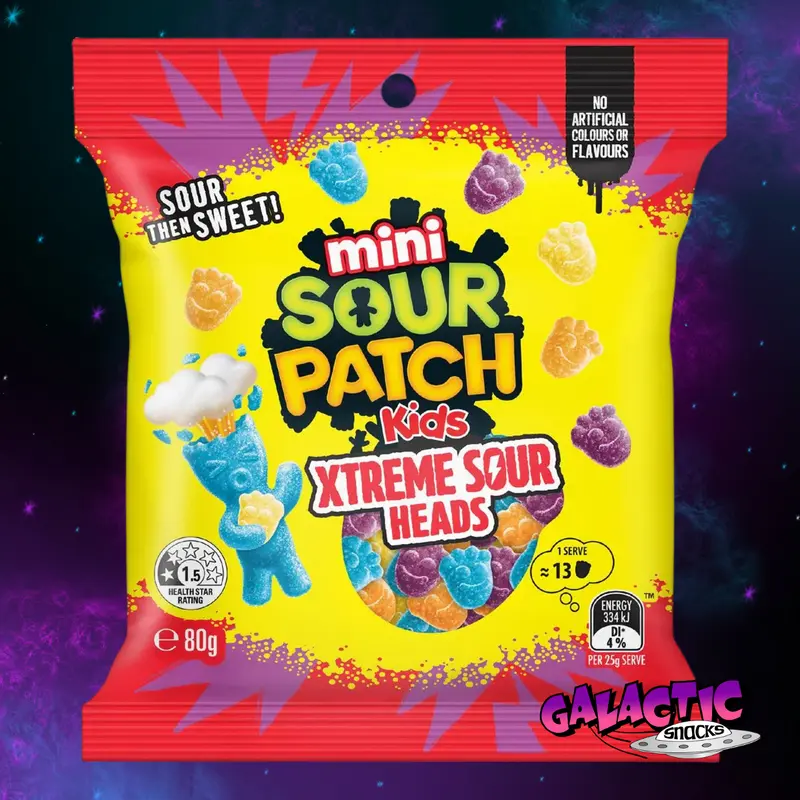 Sour Patch Kids Mini Xtreme Sour Heads - 80g (Australia)
