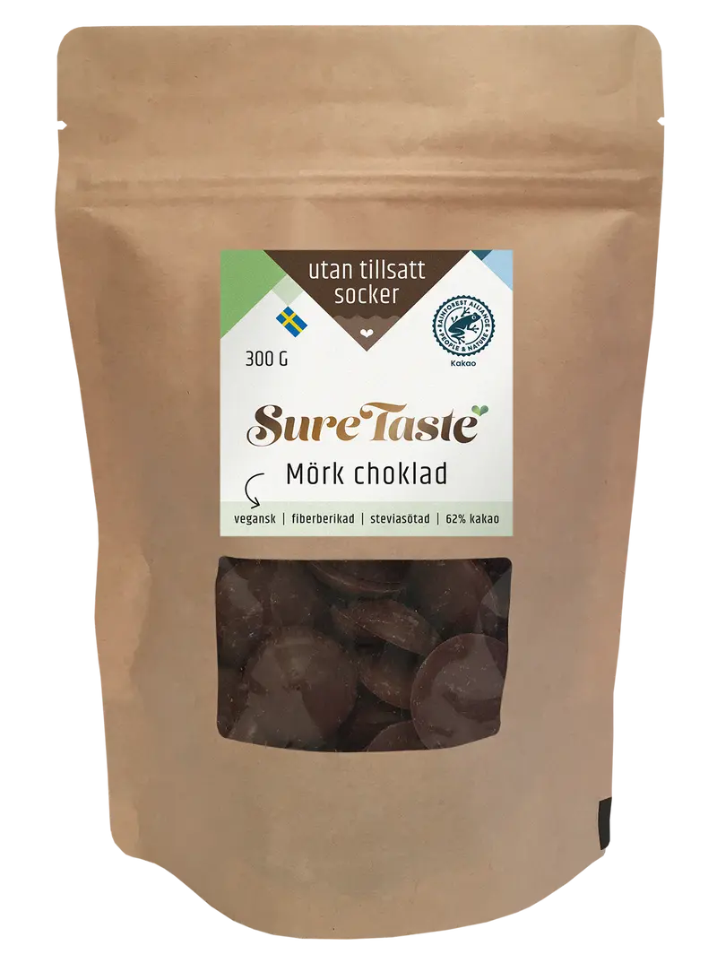 Sure Taste Pellets Mörk Choklad Sockerfri 300gr