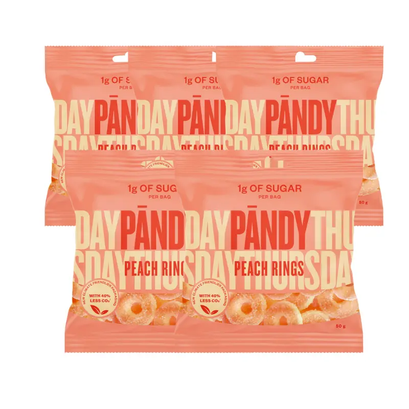 Swedish Candy - Pändy Peach Rings – Juicy Peach Flavor with Only 1g of Sugar - Free shipping