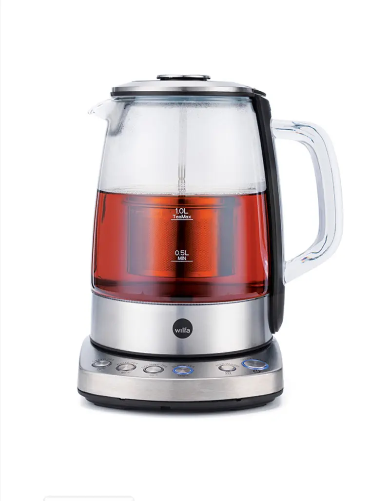 Vattenkokare CHA Tea Maker “Tea Time” – Elektrisk te-maskin i glas och stål (1,25 L)
