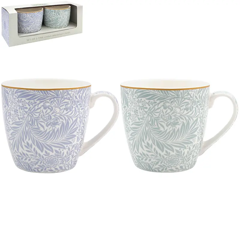 William Morris Larkspur Mix – 2 frukostmuggar i presentförpackning