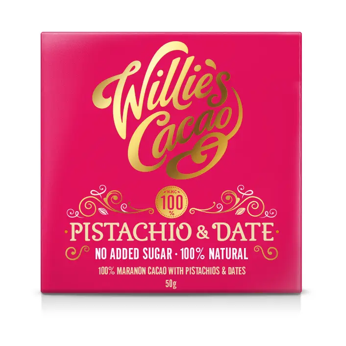 Willie’s Cacao Pistachio & Date, 100% 50g