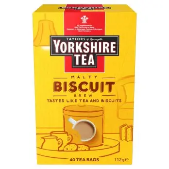 Yorkshire Tea Malty Biscuit Brew – Svart Te med Smak av Kex 40 Tepåsar